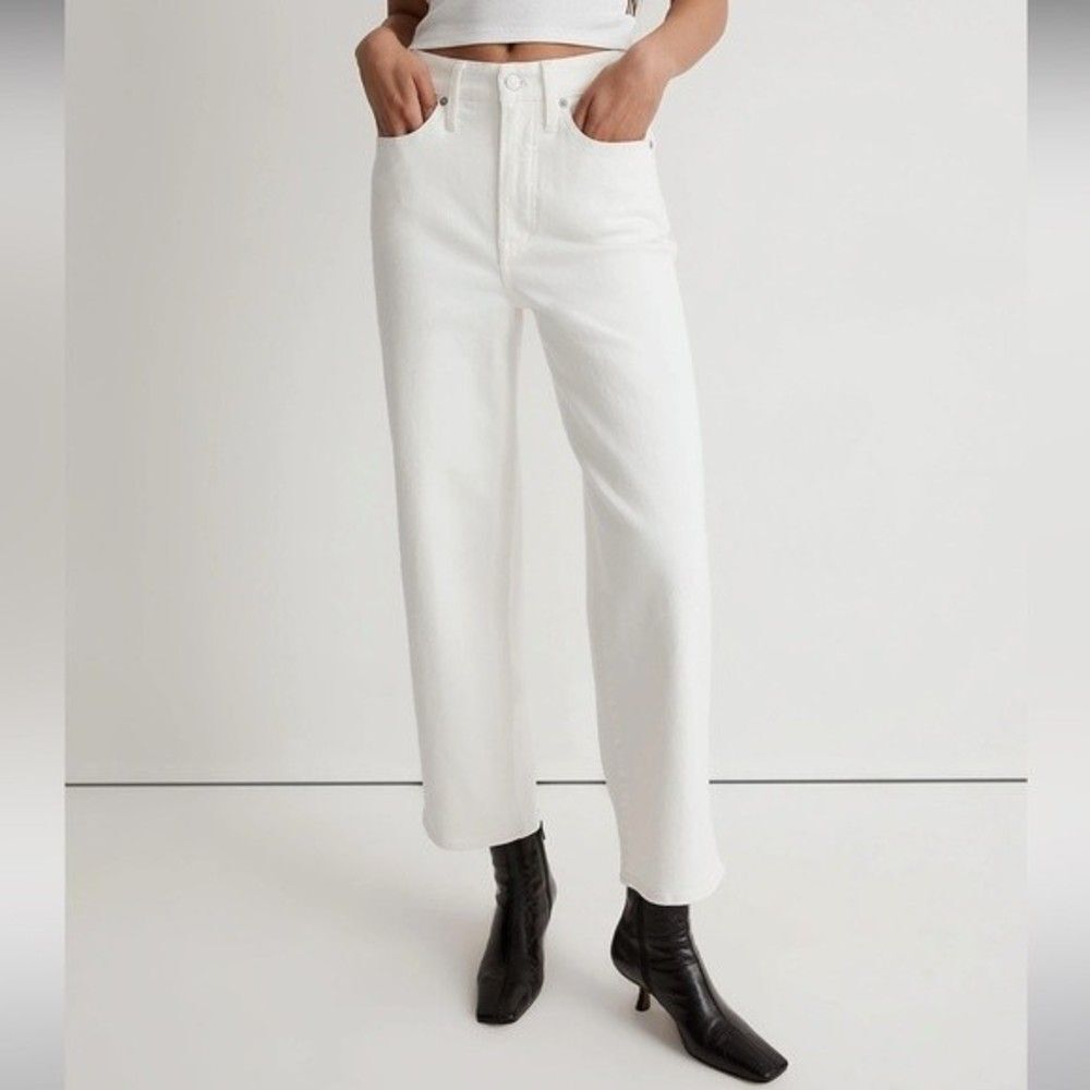 Madewell Perfect Vintage Wide Leg Crop Jeans Size 31 X 27 Tile White Summer